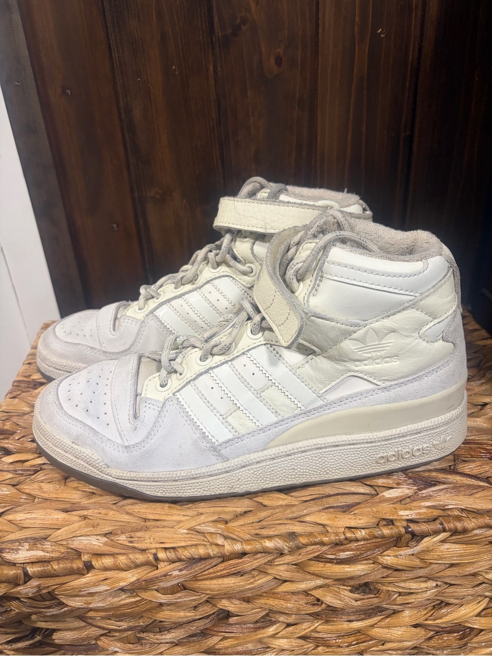 adidas Off-White High-Top Sneakers with Ankle Strap